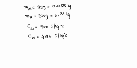 an-aluminum-calorimeter-with-mass-85g-and-containing-310g-of-water-are-initially-at-thermal-equilibrium-at-20-room-temperature-an-ice-cube-is-taken-from-the-freezer-with-t-5-and-placed-in-th-15257