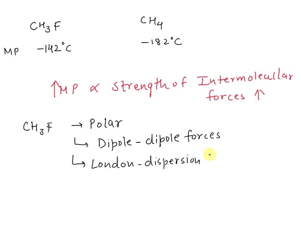 SOLVED: Explain why the melting point of methyl fluoride, CH3F (-142°C ...