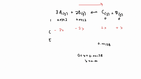 a-mixture-containing-00392-m-ag-and-00452-m-bg-is-allowed-to-come-to-equilibrium-at-300-k-the-reaction-3-ag-2-bg-cg-dg-occurs-at-equilibrium-c-000128-m-what-is-the-value-of-kc