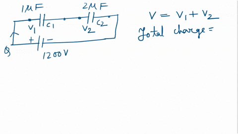 a-1-f-and-a-2f-capacitor-are-connected-in-series-across-a-1200-v-supplya-find-the-charge-on-each-capacitor-and-the-voltage-across-each-capacitor