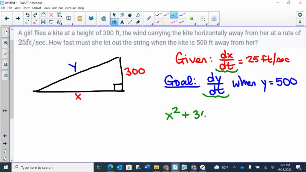 SOLVED: A girl flies a kite at a height of 300 ft, the wind carrying ...