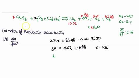 q2-octane-c8h18-is-burned-with-dry-air-the-volumetric-analysis-of-the-products-co2-1002-percent-02-562-percent-co-088-percent-n2-8348-percent-determine-the-mole-number-of-each-gas-in-the-pro-19007