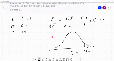 a-random-sample-of-64-is-taken-from-a-normal-population-with-mu-514-and-sigma-68-what-is-the-probability-that-the-mean-of-the-sample-will-a-exceed-529