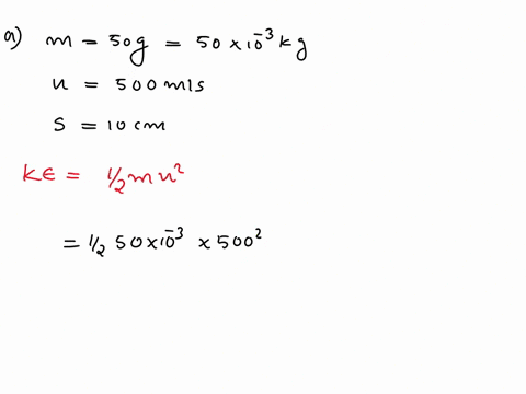 a-bullet-of-mass-50g-is-moved-with-velocity-of-500ms1-it-penetrates-10cm-into-the-still-target-15557