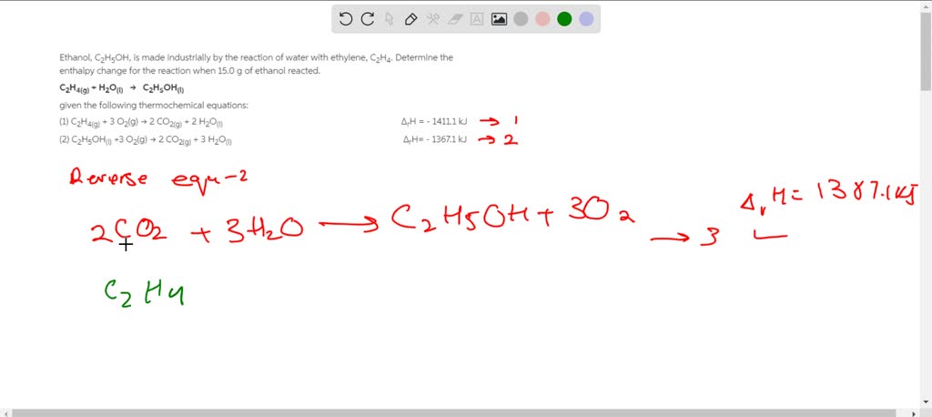 SOLVED Ethanol C2H5OH is made industrially by the reaction of