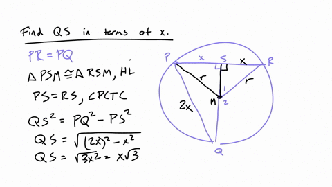 122-in-the-diagram-mathrmpr-and-mathrmpq-are-equal-chords-of-the-circle-with-centre-mathrmm-mathrmqs-is-perpendicular-to-mathrmpr-at-mathrms-mathrmpsx-mathrmcm-and-mr-is-drawn-1221-express-giving-reas