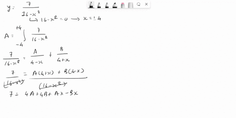 in-the-given-equation-use-partial-fractions-to-find-the-area-of-the-given-region-y-7-16-x2-60354