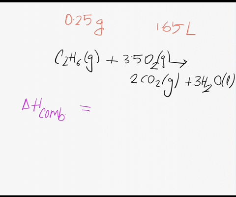 choose-the-correct-thermochemical-equation-for-the-combustion-of-ethane-c2h6-based-on-the-following-experimental-data-025-g-of-ethane-is-combusted-in-a-bomb-calorimeter-containing-165-l-of-w-03637