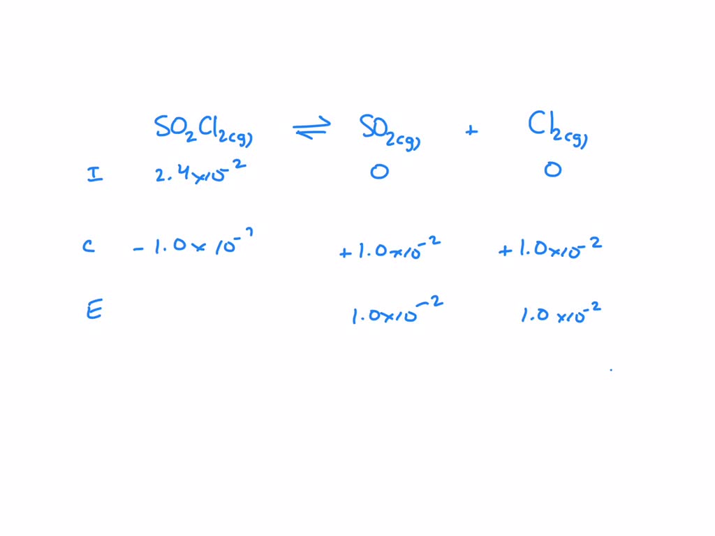 SOLVED: Consider the following reaction: SO2Cl2(g)⇌SO2(g)+Cl2(g) A ...