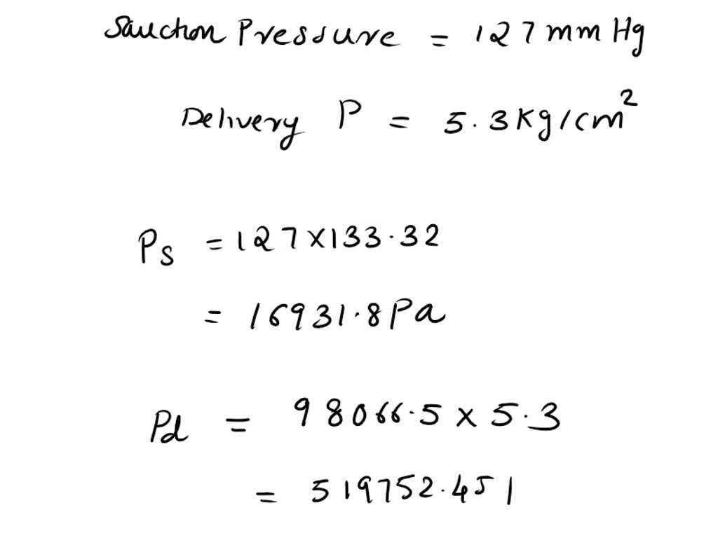 SOLVED Calculate the drive horsepower for pumping 1703 L/min of cold