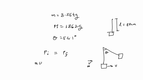 a-3564-gram-bullet-is-fired-horizontally-at-the-center-of-a-uniform-1362-gram-wooden-block-the-block-is-connected-to-a-hanging-rod-of-negligible-masss-such-that-the-center-of-mass-of-the-blo-99937