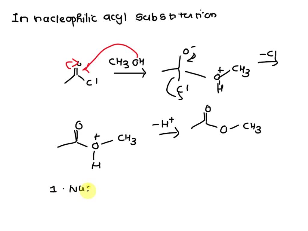 SOLVED: 13 . In nucleophilic acyl substitution, A) protonation of the ...