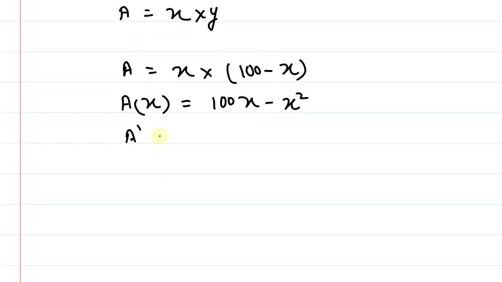 SOLVED Find the area of the largest rectangle that can be enclosed
