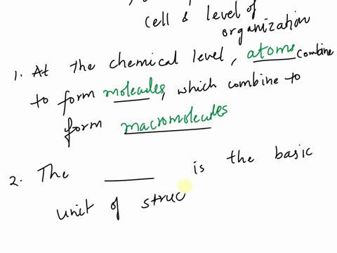 complete-the-sentences-about-how-the-cell-fits-in-the-levels-of-organization-structure-molecules-at-the-chemical-level-7-cell-macromolecules-which-combine-to-form-nucleus-the-contains-small-11243