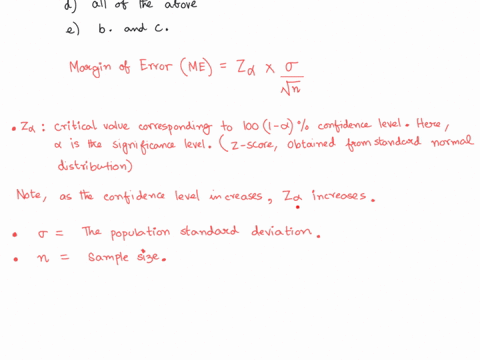 other-things-being-equal-the-margin-of-error-increases-as-a-group-of-answer-choices-b-the-sample-size-increases-c-the-confidence-level-increases-d-the-population-standard-deviation-increases-40283