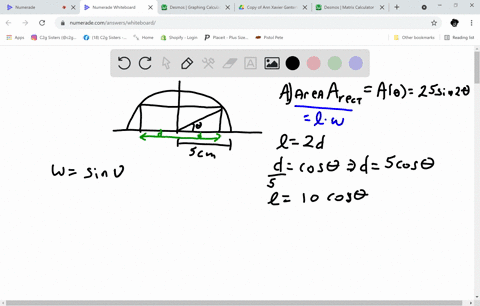 a-rectangle-is-to-be-inscribed-in-a-semicircle-of-radius-5-mathrmcm-as-shown-in-the-figure-a-show-that-the-area-of-the-rectangle-is-modeled-by-the-function-atheta25-sin-2-theta-b-find-the-largest-poss