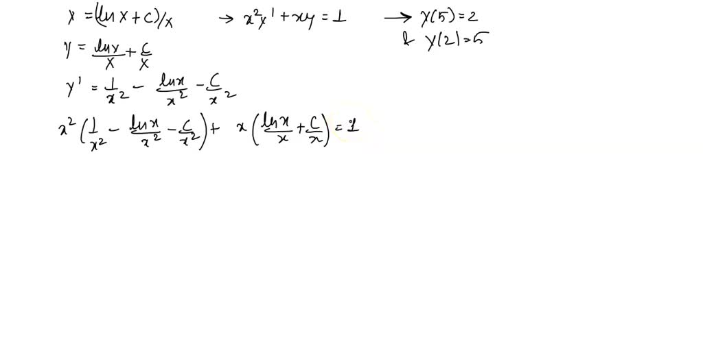 SOLVED: Verify that every member of the family of functions y = ln(x ...