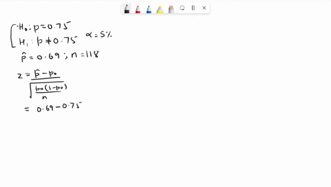 use-the-normal-distribution-and-the-given-sample-results-to-complete-the-test-of-the-given-hypotheses-assume-the-results-come-from-a-random-sample-and-use-a-5-significance-level-test-h0-p075-17904