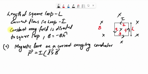 consider-square-loop-of-wire-of-side-length-l-current-i-flows-in-the-direction-indicated-by-arrows-the-loop-is-in-a-region-of-constant-magnetic-field-b-bk-which-is-directed-into-the-screen-1-53503