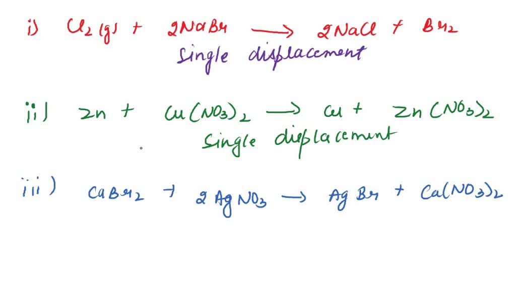 SOLVED: Identify All Of The Single Displacement Reactions Shown. Select ...