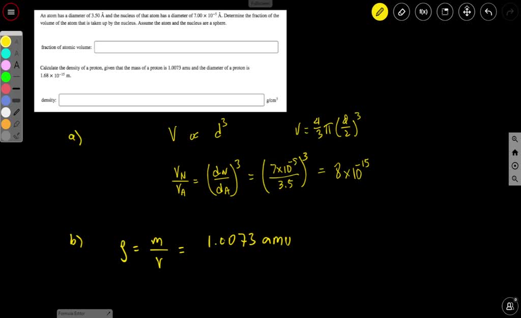 SOLVED An atom has a diameter of 3.50 Ã… and the nucleus of that atom