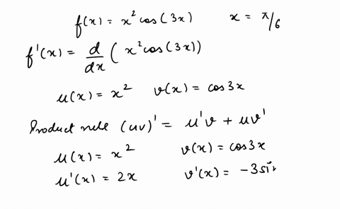 find-the-equation-of-the-tangent-line-to-fx-x2cos3x-at-the-point-x-pi6-full-answer-76473