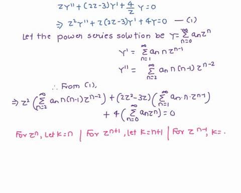 find-the-general-power-series-solution-about-z-0-of-the-equation-zy-2z-3y-4zy-0-62078