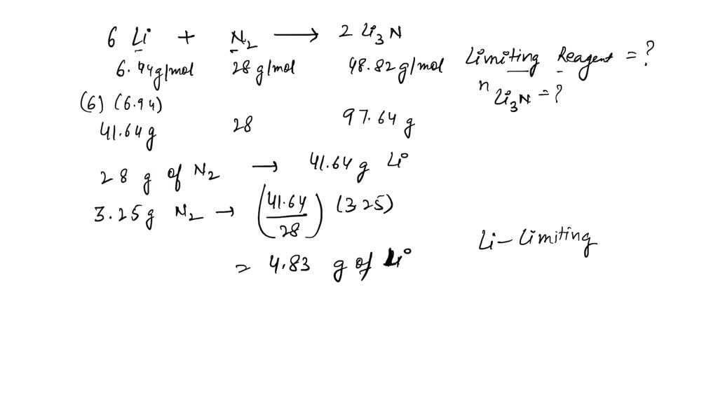 SOLVED: Lithium and nitrogen react in a combination reaction to produce ...