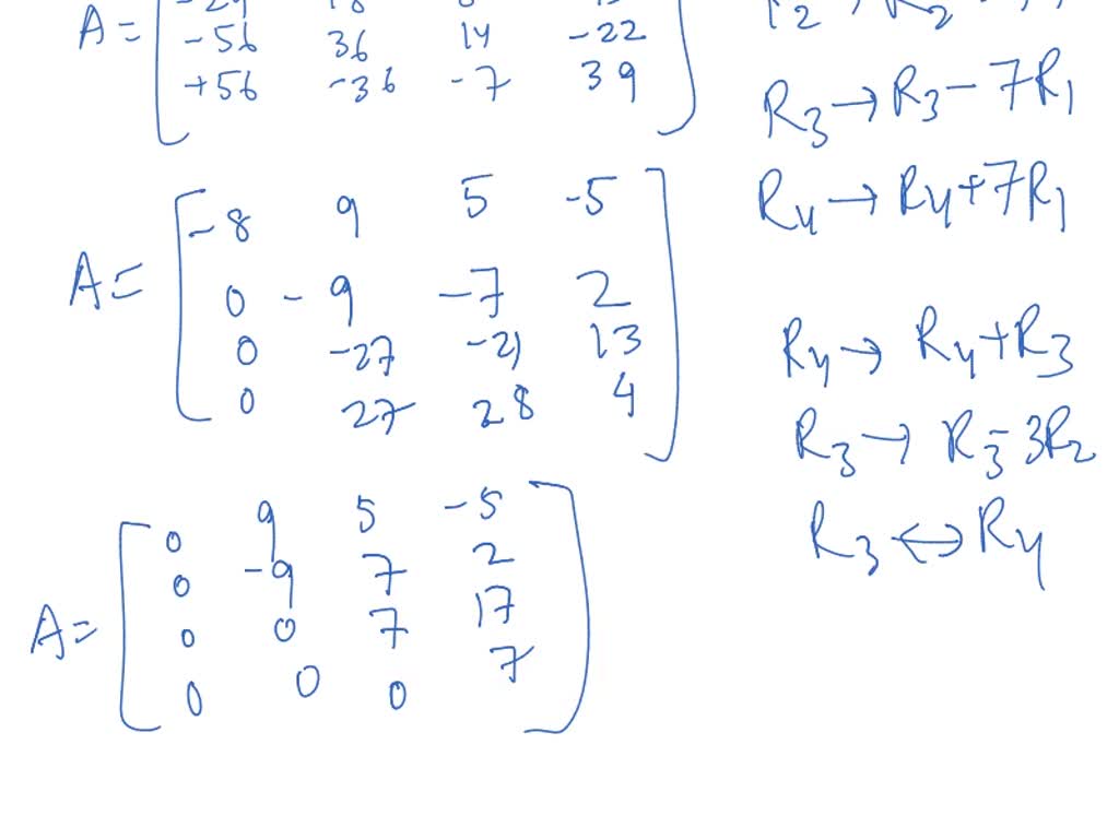 SOLVED: Compute the determinant of the matrix A below, by using row ...