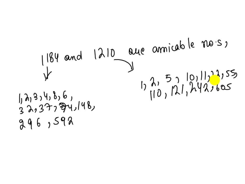 SOLVED: 2. The smallest pair of amicable numbers, 220 and 284, were ...