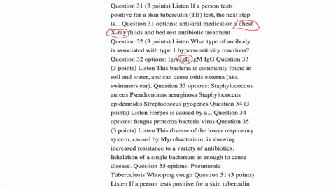 question-31-3-points-listen-if-a-person-tests-positive-for-a-skin-tuberculin-tb-test-the-next-step-is-question-31-options-antiviral-medication-a-chest-x-ray-fluids-and-bed-rest-antibiotic-treatment-qu