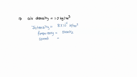 find-the-displacement-amplitude-of-particles-of-air-of-density-12-kgm3-if-intensity-frequency-and-speed-of-sound-are-8-106-wm2-5000-hz-and-330-ms-respectively