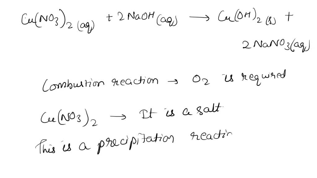 SOLVED Classify the following reaction Cu NO3 2 aq 2NaOH aq