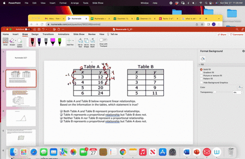both-table-a-and-table-b-below-represent-linear-relationships-based-on-the-information-in-the-tables-which-statement-is-true-group-of-answer-choices-both-table-a-and-table-b-represent-propor-56912