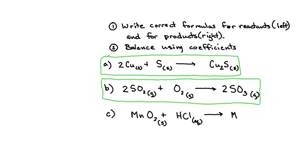 SOLVED Write a balanced chemical equation for each chemical reaction