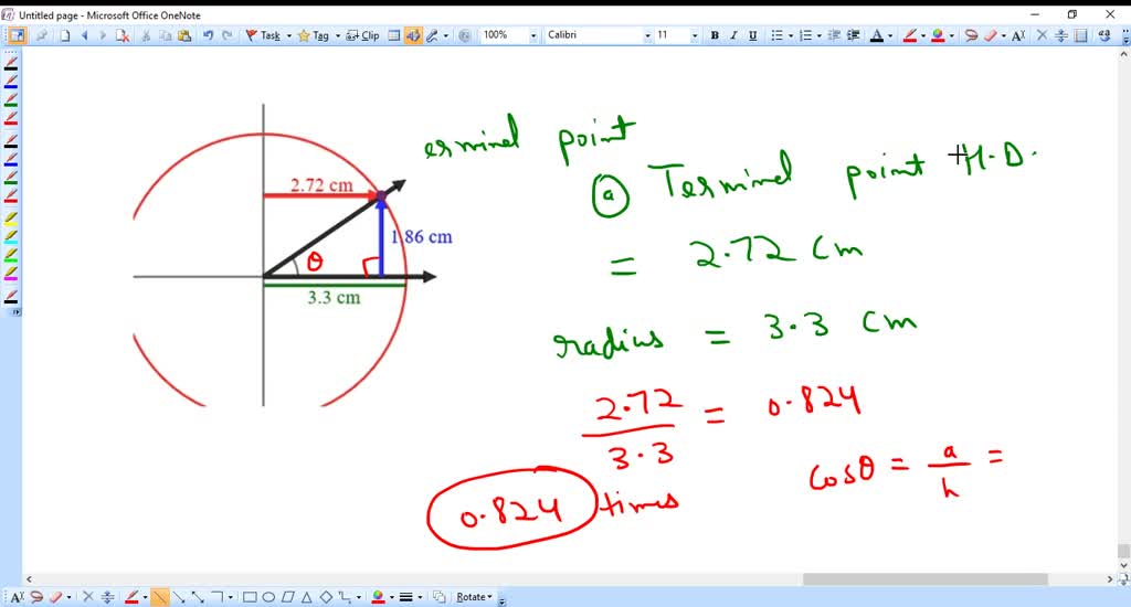 SOLVED: Consider the angle shown below that has a radian measure of 0 ...