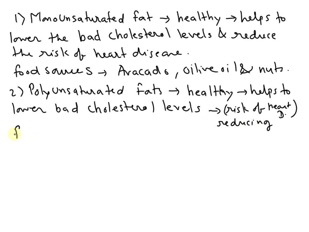 SOLVED Define the following types of fat. List three food sources of