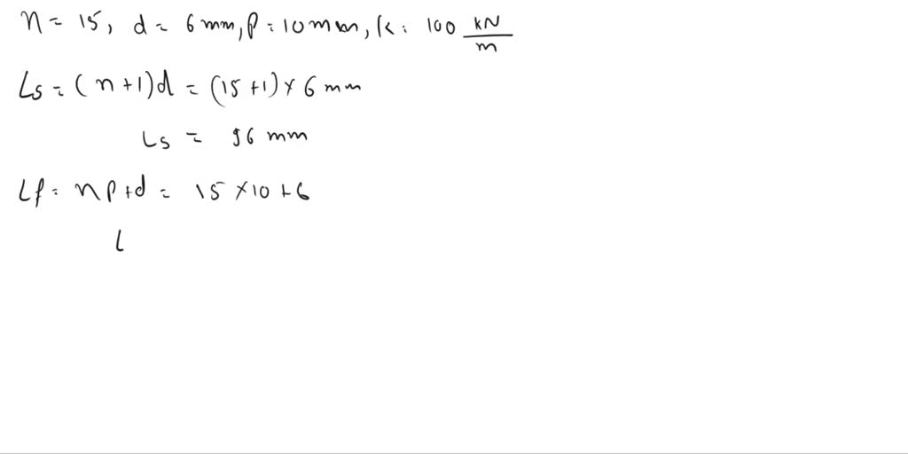 SOLVED A spring with plain ends has 15 active coils, a diameter of 6