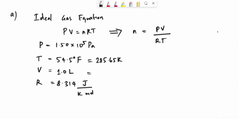 an-ideal-gas-at-545f-and-a-pressure-of-150-x-105-pa-is-in-a-container-having-a-volume-of-100-l-a-determine-the-number-of-moles-of-gas-in-the-container-b-the-gas-pushes-against-a-piston-expan-78355