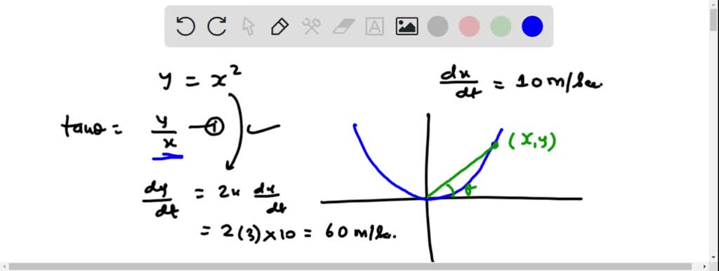 SOLVED: particle moves along the parabola y = x2 in the first quadrant ...