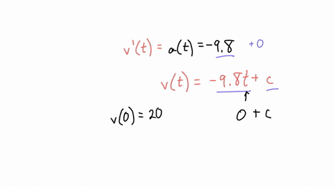find-the-position-and-velocity-of-an-object-moving-along-a-straight-line-with-the-given-acceleration-initial-velocity-and-initial-positionat-98-v0-20-s0-0-95126