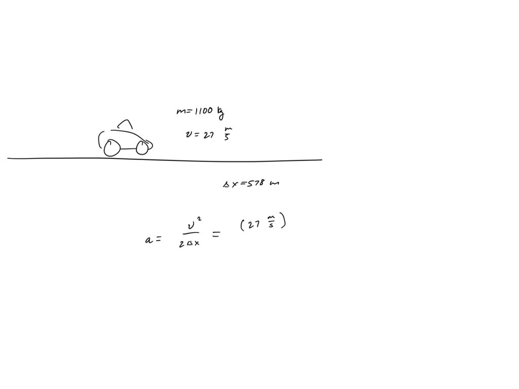 SOLVED: An 1100-kg car traveling at 27.0 m/s starts to slow down and ...