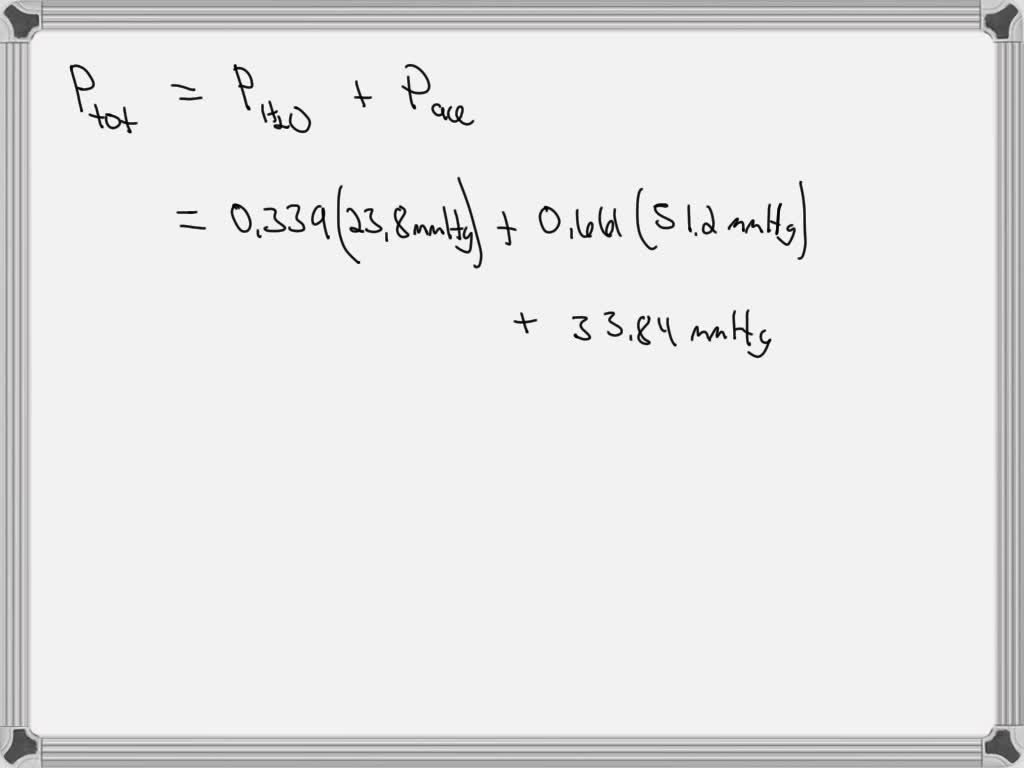 In a solution of acetone and water, the mole fraction of water is 0.339 ...