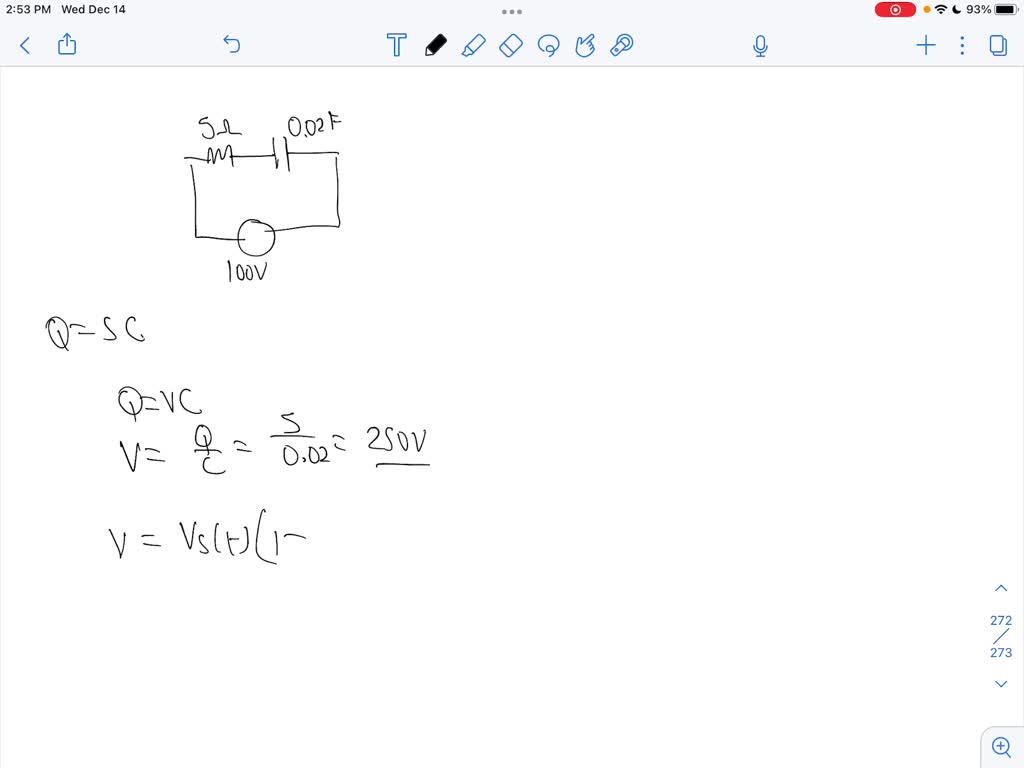 SOLVED A resistor R = 5 ohms and a condenser C = 0.02 F are connected