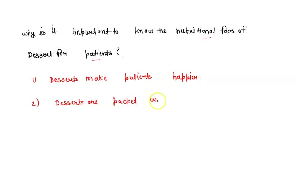 SOLVED What is the purpose of storing dessert? What will be the result