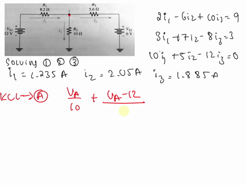 1-solve-the-three-simultaneous-equations-below-2i1-6i210i39-3i17i2-8i33-10i15i2-12i30-2-write-the-kirchoff-current-equation-for-the-current-assignment-shown-at-node-a-solve-for-each-of-the-b-40214