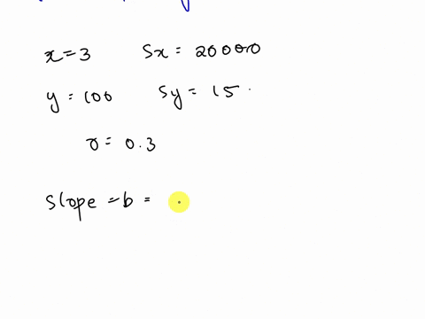 compute-the-least-squares-regression-line-for-predicting-y-from-x-given-the-following-summary-statistics-round-the-slope-and-y-intercept-to-at-least-four-decimal-places-x3-sx20000-y100-sy15-09453