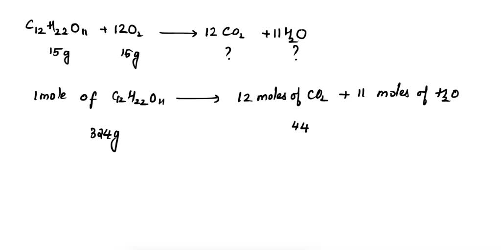 SOLVED: For the combustion of sucrose: C12H22O11 + 12O2 -> 12CO2 ...