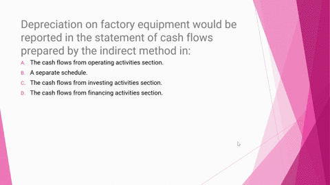 depreciation-on-factory-equipment-would-be-reported-in-the-statement-of-cash-flows-prepared-by-the-indirect-method-in-a-the-cash-flows-from-operating-activities-section-b-a-separate-schedule-61093