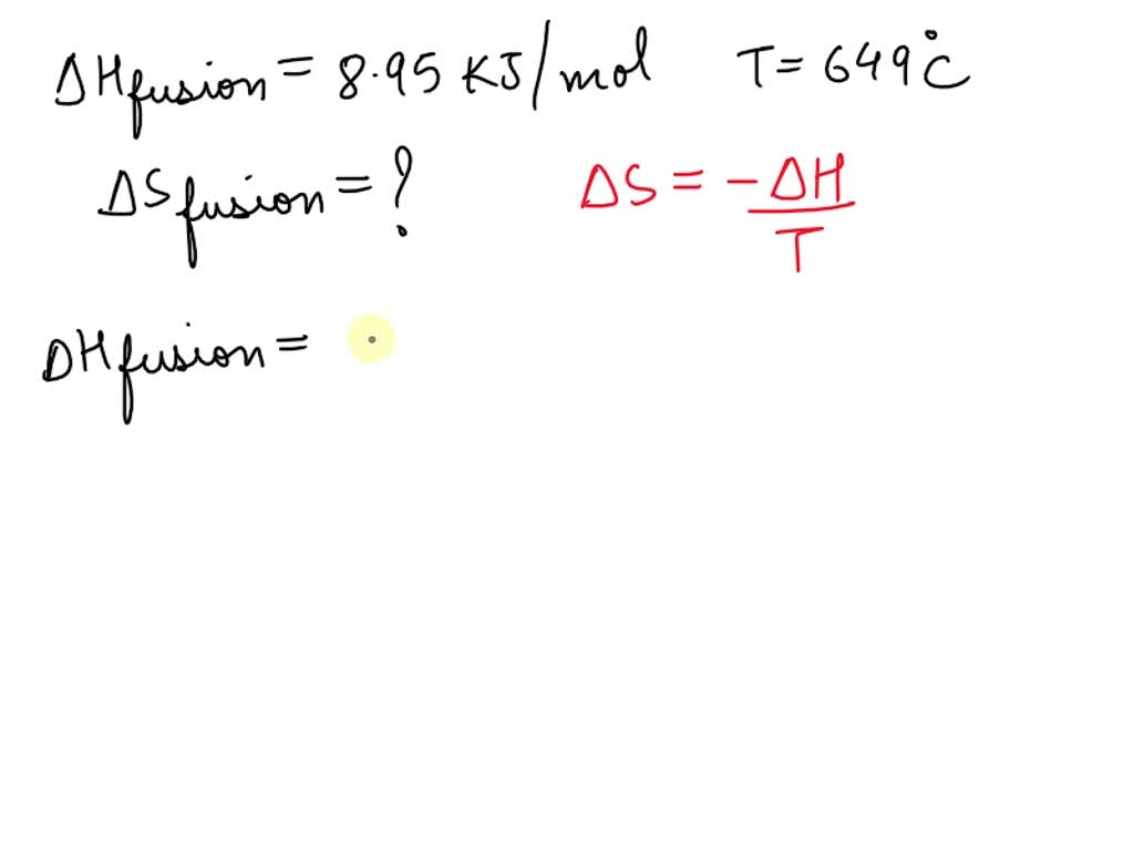 SOLVED The enthalpy of fusion of iron at its normal melting point of 1535 °C is 16.2 kJ mol1